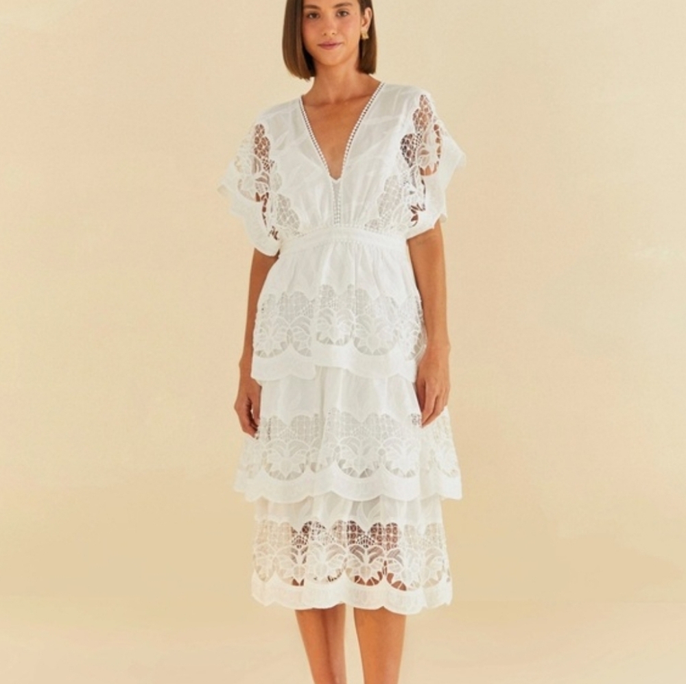 NWOT FARM RIO | $280 Richelieu Broderie Midi Dress - Picture 6 of 7